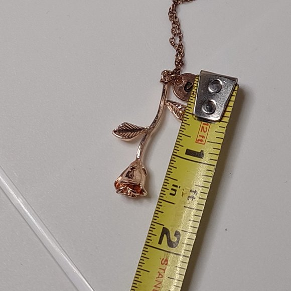 Cute Gold Tone Rose And S Initial Necklace Adjustable 18 to 19.5 Inches Long - Picture 11 of 12